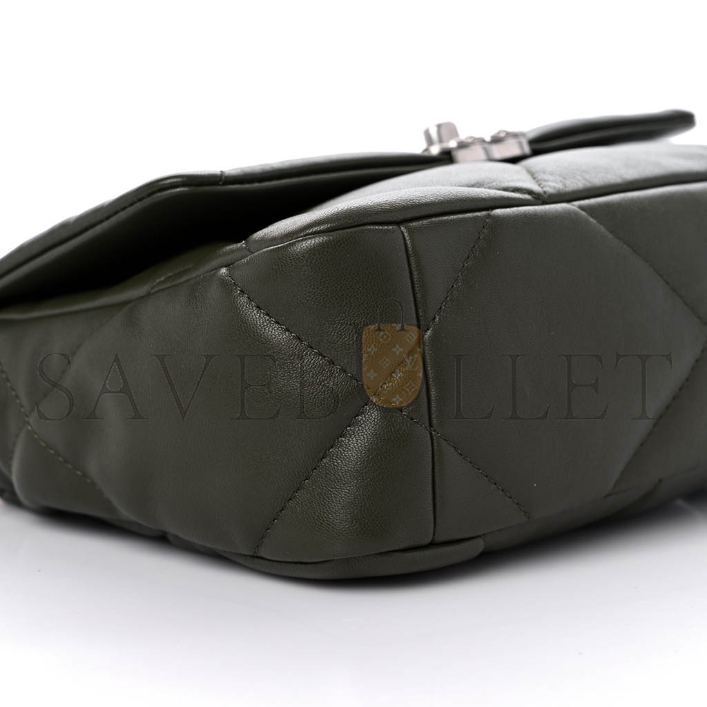 CHANEL LAMBSKIN QUILTED CHANEL 19 FLAP KHAKI AS1160 (26*16*9cm)